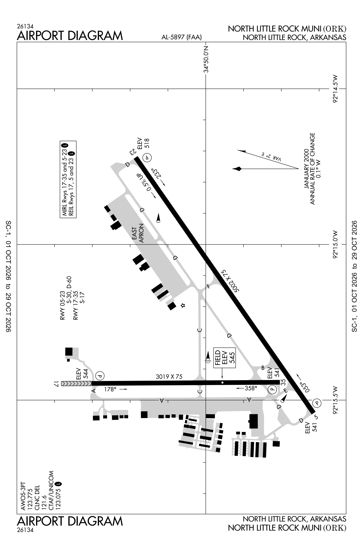 FAA airport diagram for North Little Rock Municipal