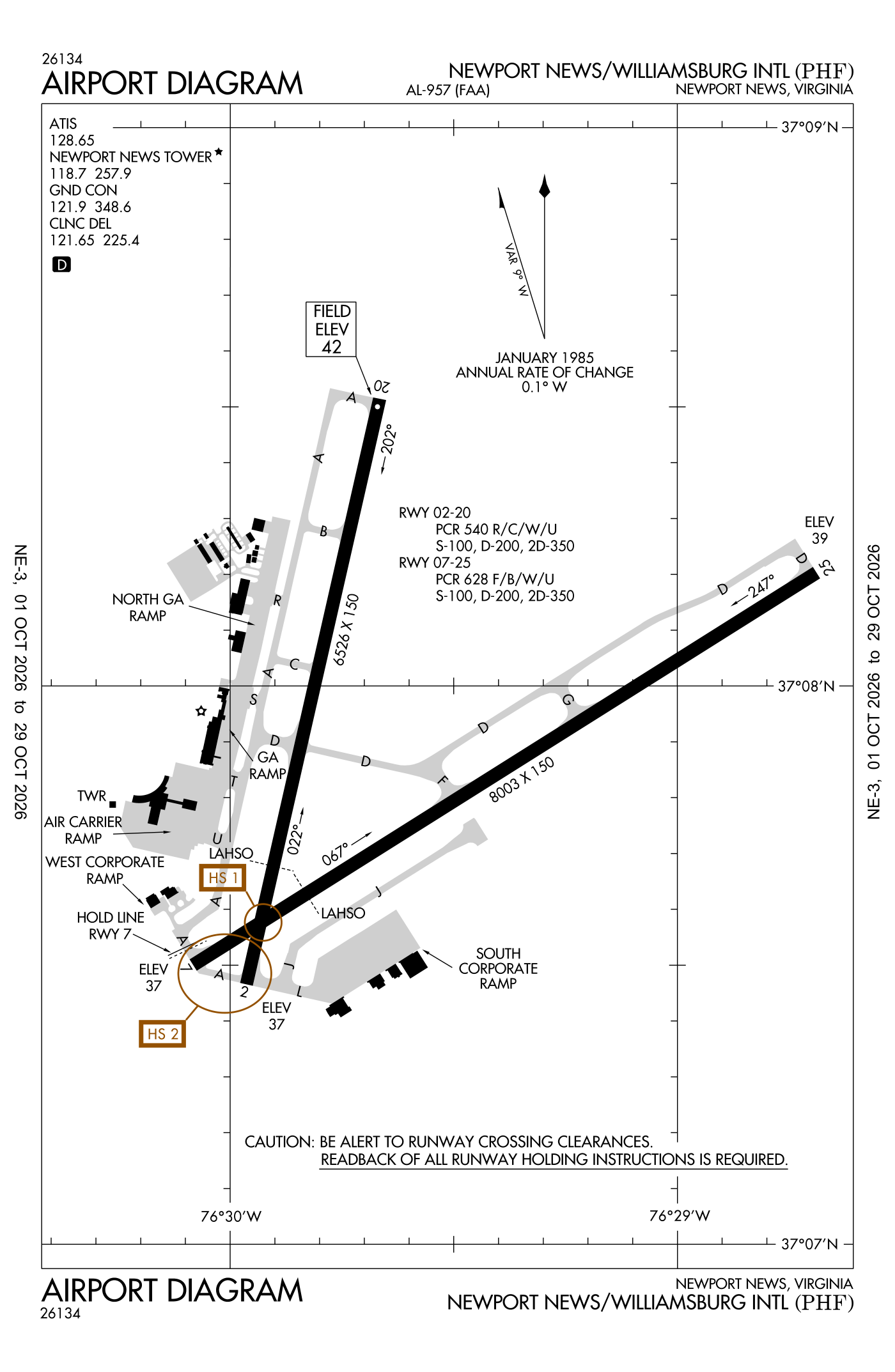 FAA airport diagram for Newport News/Williamsburg International