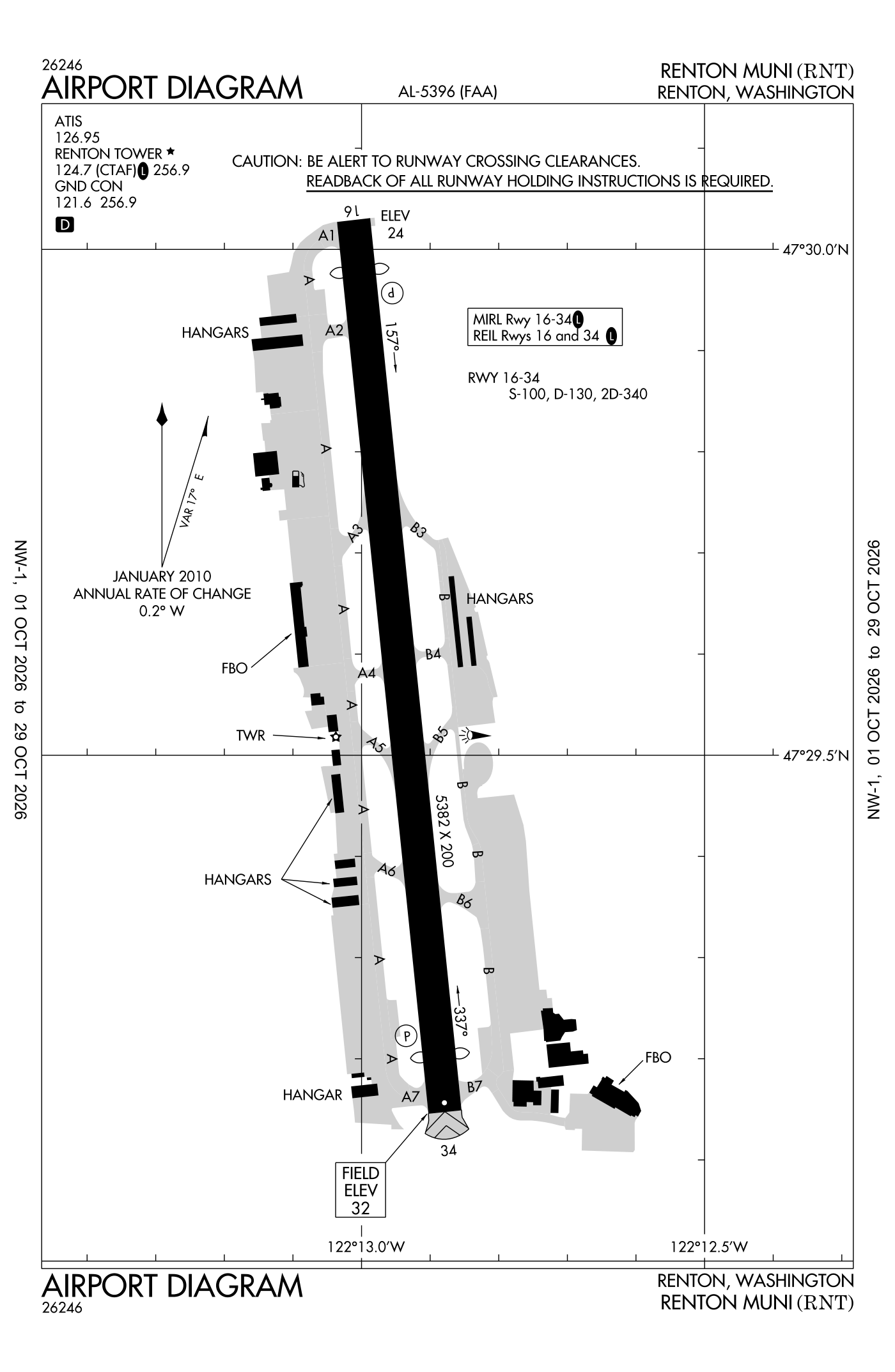 FAA airport diagram for Renton Municipal