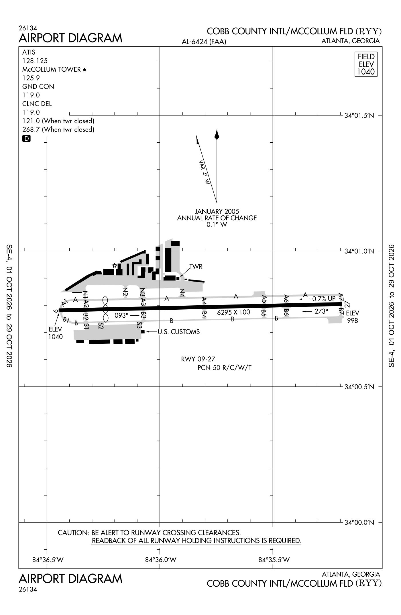 FAA airport diagram for Cobb County Intl/Mccollum Field