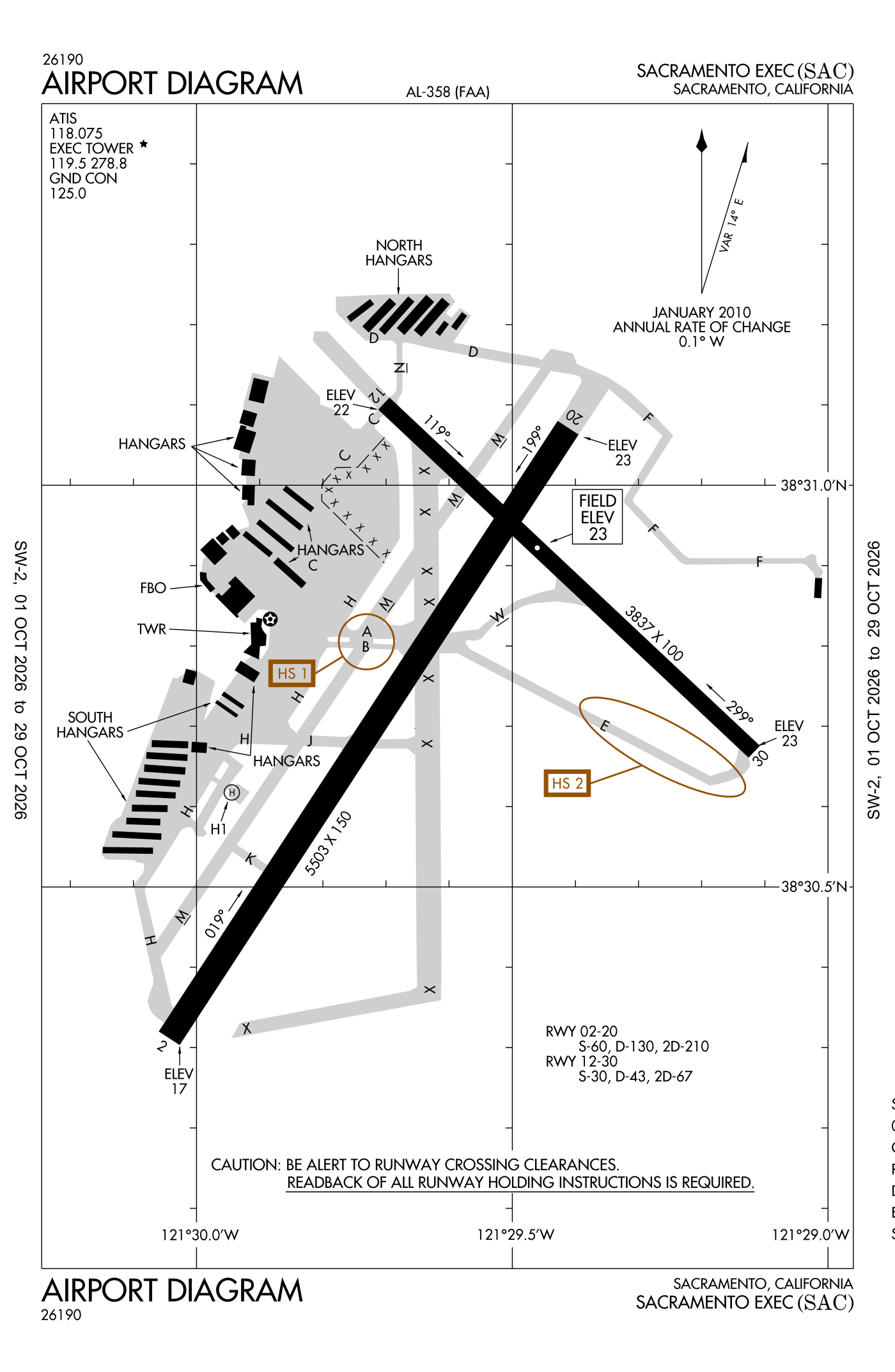 FAA airport diagram for Sacramento Executive