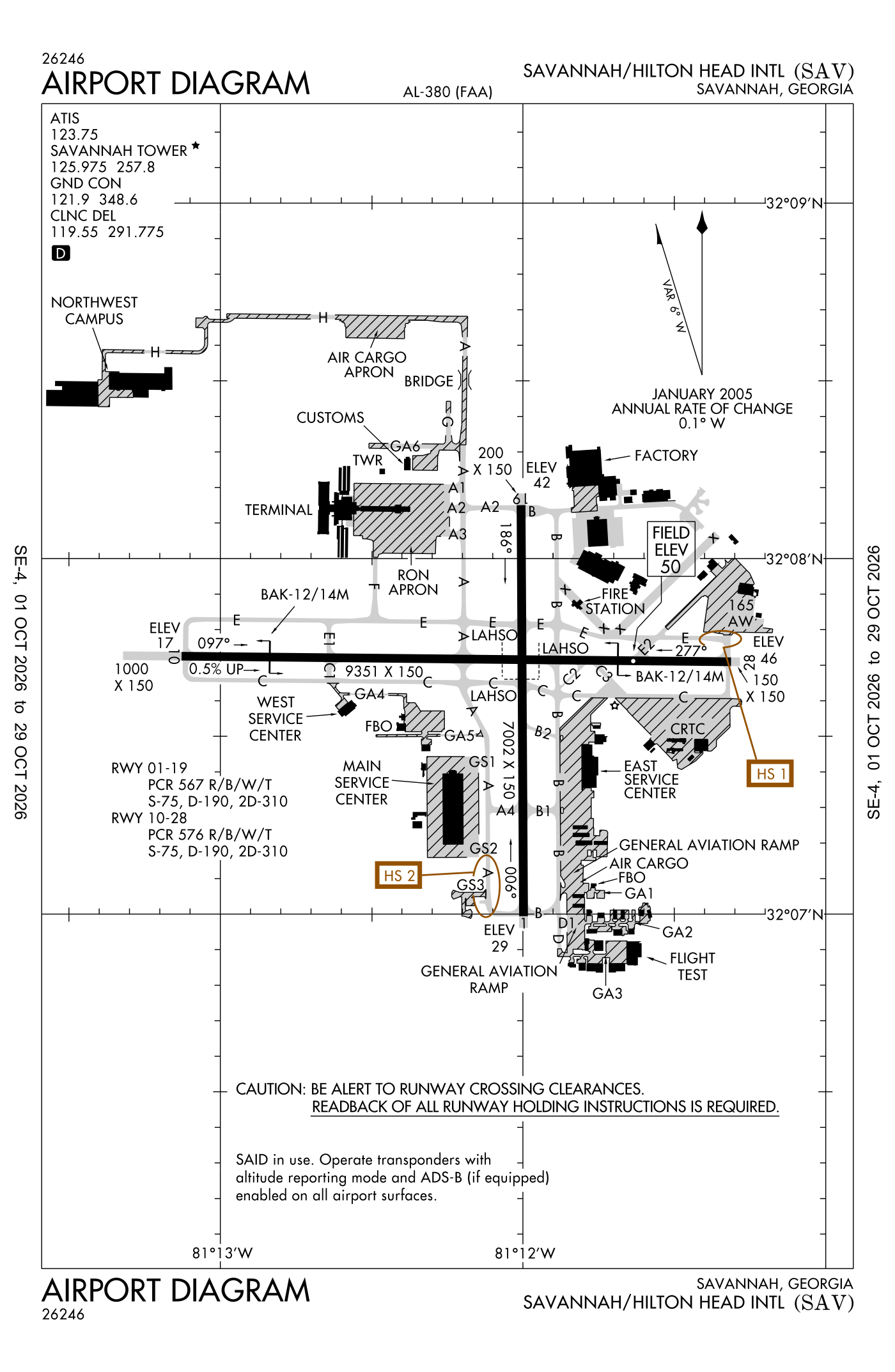 FAA airport diagram for Savannah/Hilton Head International