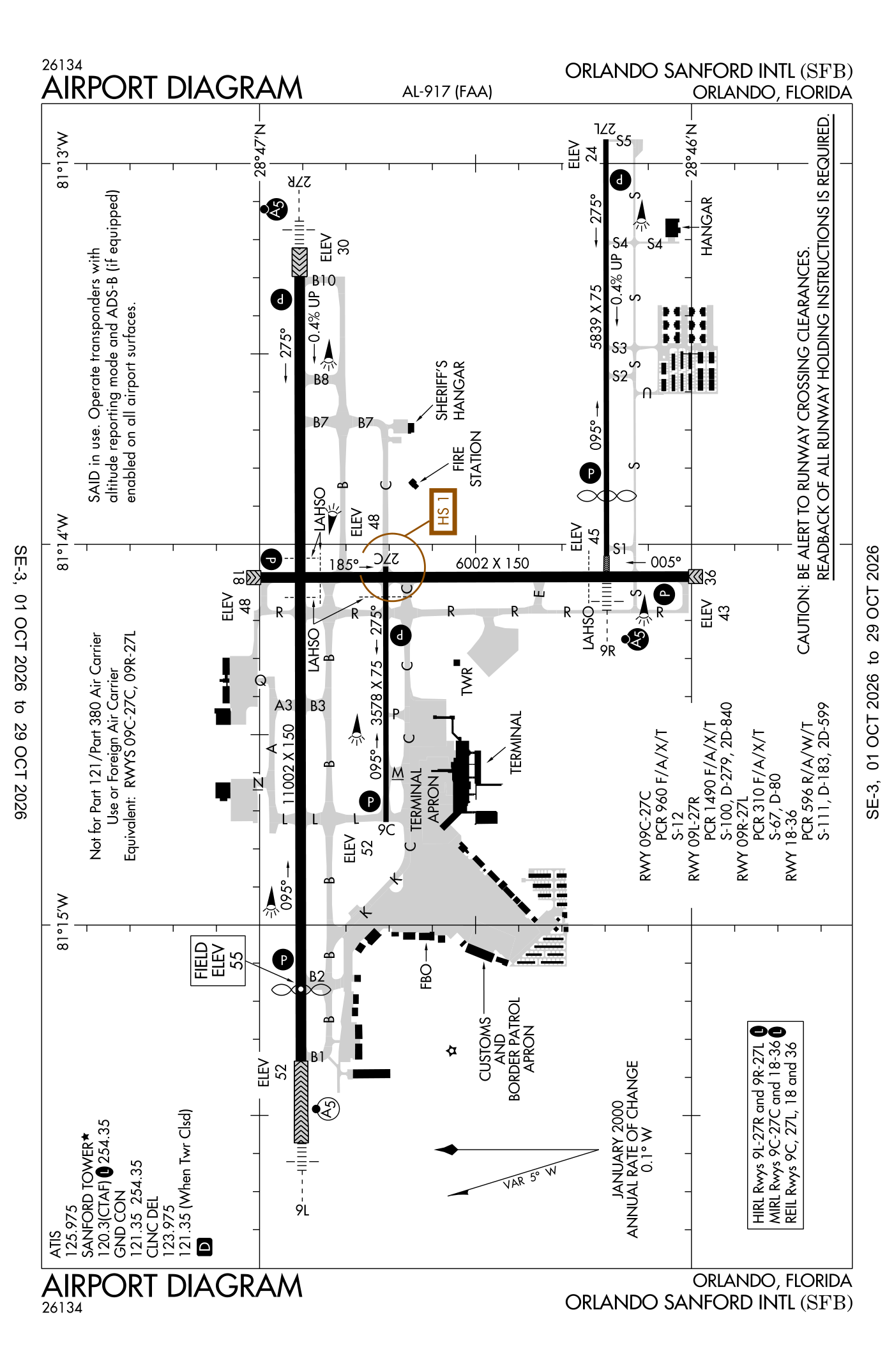 FAA airport diagram for Orlando Sanford International