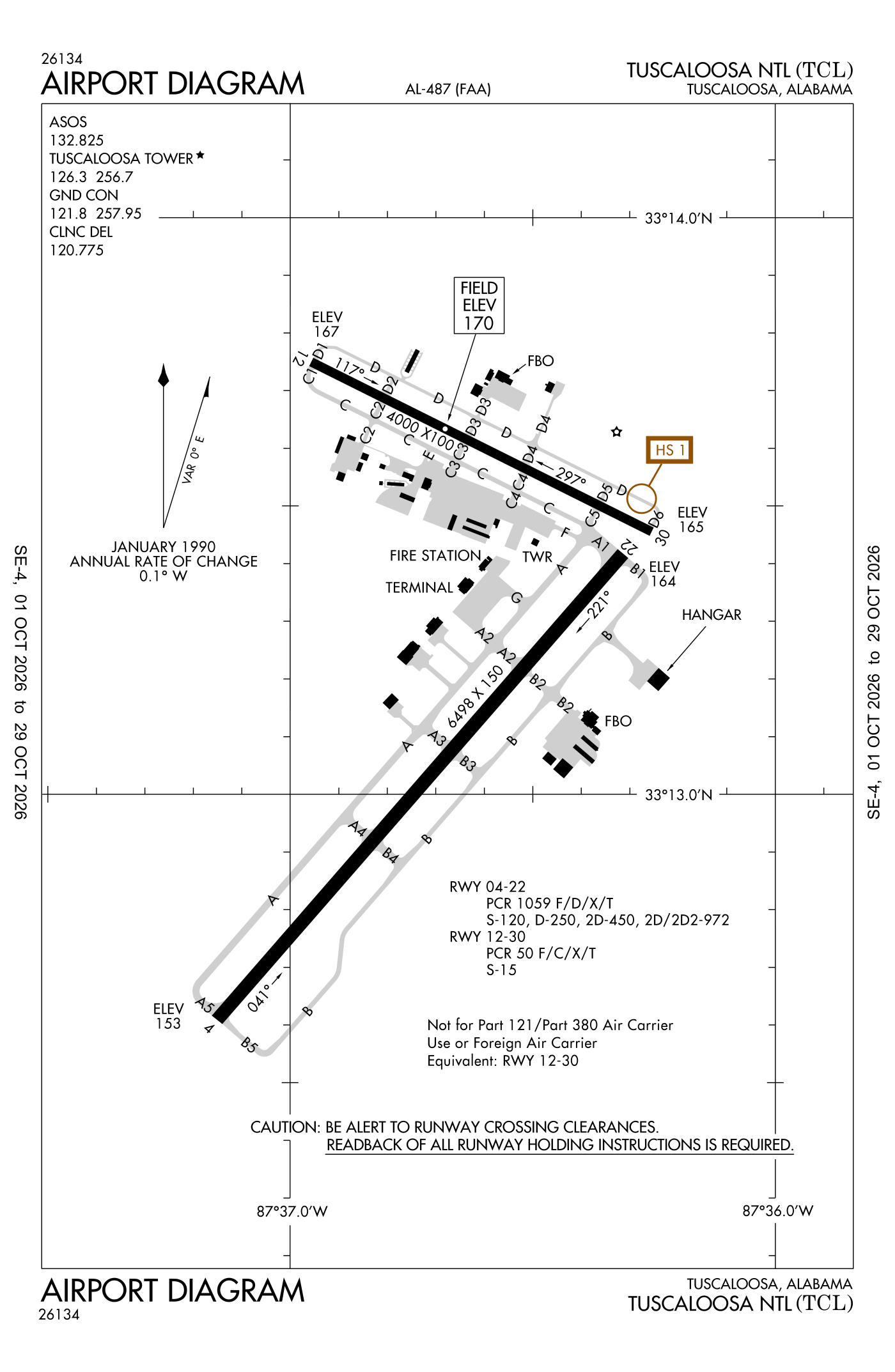 FAA airport diagram for Tuscaloosa Ntl Airport