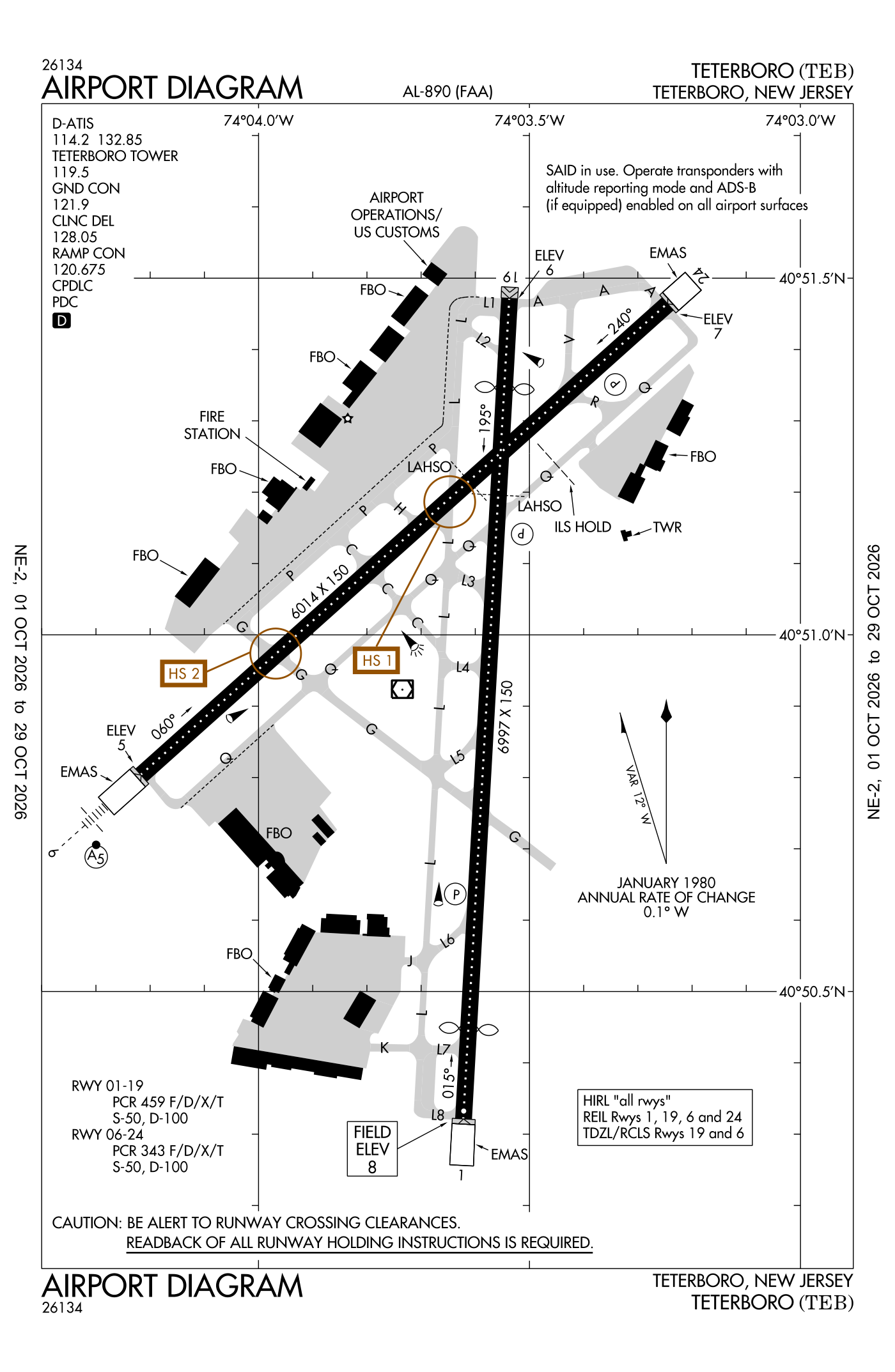 FAA airport diagram for Teterboro Airport