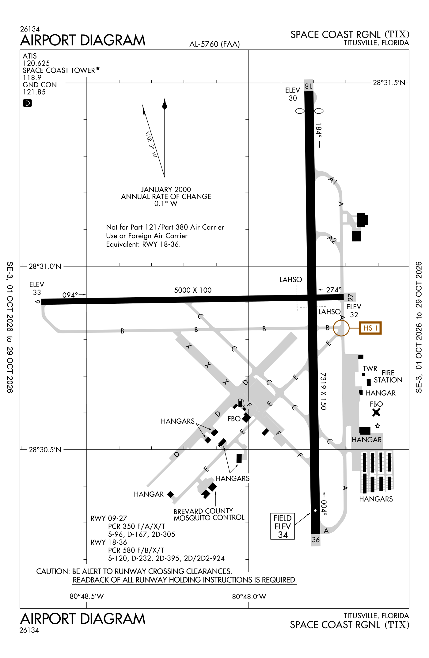 FAA airport diagram for Space Coast Regional