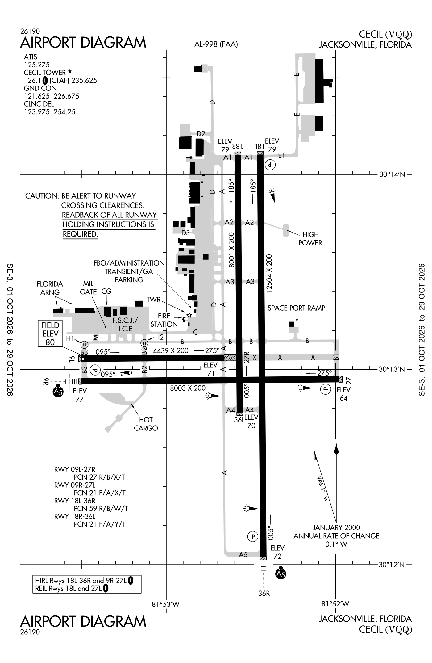 FAA airport diagram for Cecil Airport