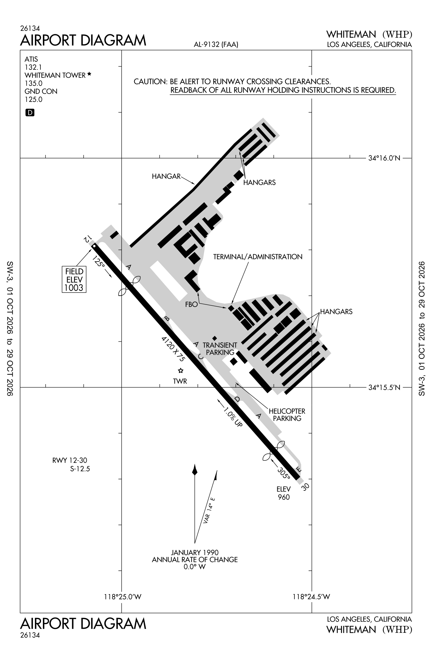 FAA airport diagram for Whiteman Airport