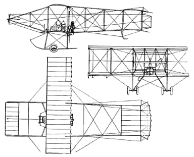 A Three-View Drawing of the Bristol Boxkite