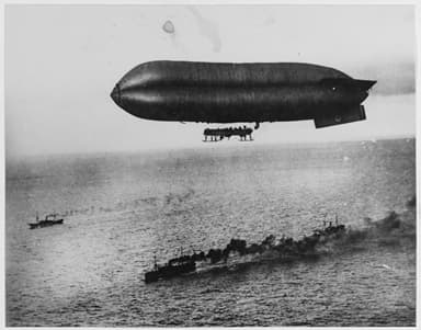 A U.S. airship Escorts a Convoy into Brest Harbor, 1918