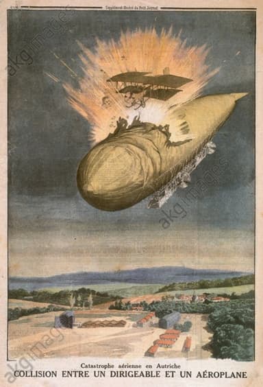 Airship and Airplane Collision 1914 (Petit Journal)