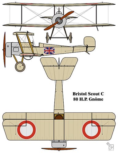 Bristol Scout C Drawing with RNAS Ring Style Insignia
