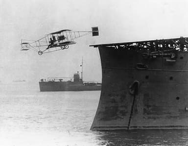 Ely takes off from the USS Birmingham on November 14, 1910