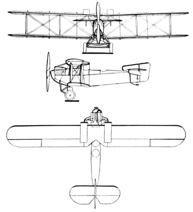 Fairey Fawn 3-view drawing from Les Ailes March 25, 1926