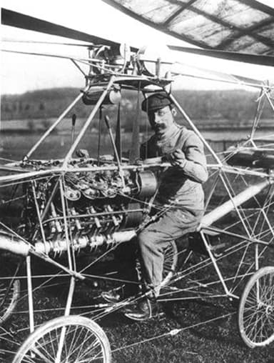 French engineer Paul Cornu Seated in his First Helicopter