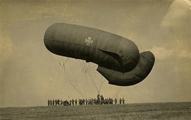 German Parseval-Siegsfeld Balloon as Wind Inflates Tail (September 1916)