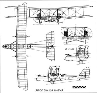 Multi-View Drawing of Airco DH.10 Amiens