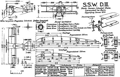 Siemens-Schuckert D.III Drawing as Submitted to Military Aviation Bureau