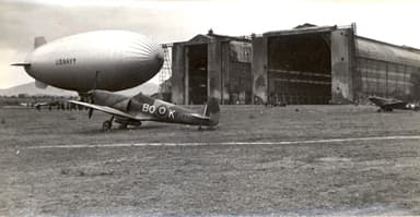 Spitfire LF VIII of 451 Squadron, Blimp K-112 of Airship Patrol Squadron (1944)