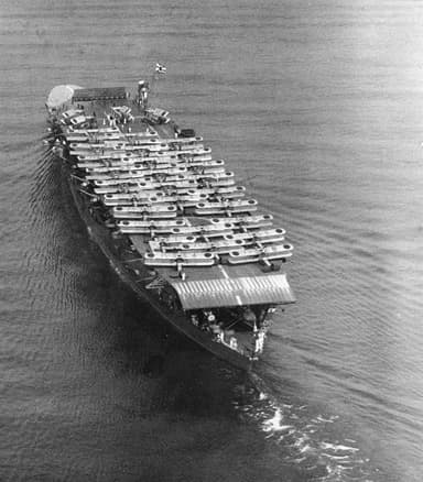 Stern view of Akagi Carrier with Mitsubishi B1M and B2M bombers (1934)