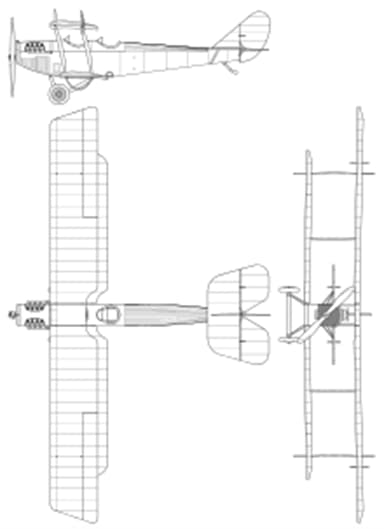 Three-View Drawing of Curtiss JN-4 Jenny