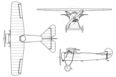 Three-View Drawing of Fokker D.VIII