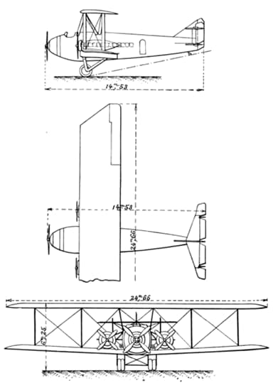 Three View Drawing of Latécoère 4 Without Enclosed Cockpit