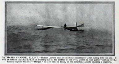‘Hubert Lathham and His Machine after Falling Into the Sea, July 19, 1909