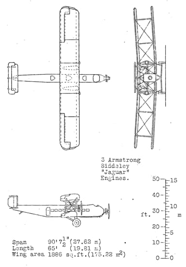 Armstrong Whitworth Argosy 3 View Drawing from NACA Aircraft Circular