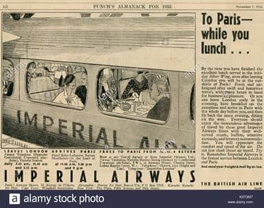 Imperial Airways Service ‘To Paris While You Lunch (1933)