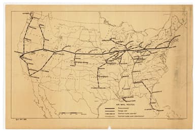 U.S. Post Office Department Map of Air Mail Routes, April 24, 1926