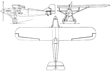 Westland Wizard 3-View Drawing from L'Air January 1,1929